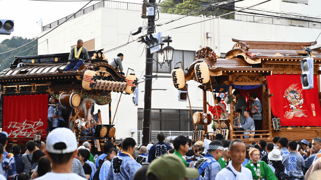 2026年5月2日青梅大祭の様子。宵宮から競り合いが見られました