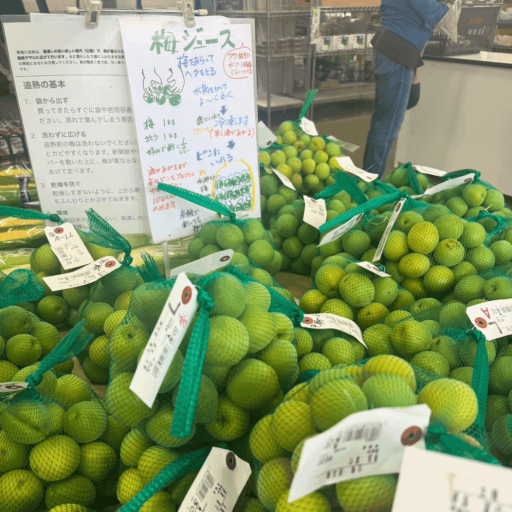 直売所（JA）の梅売り場にあった手書きのポップ